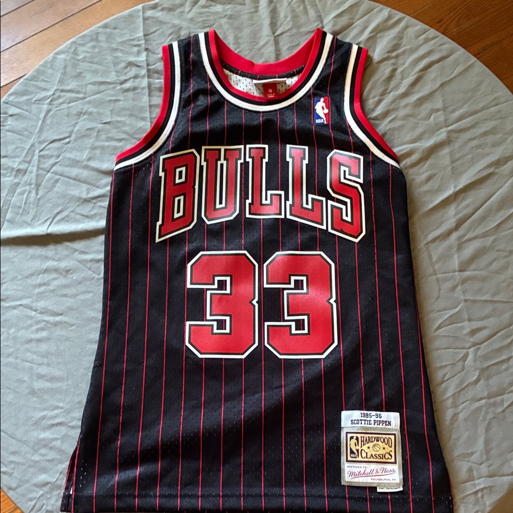 Mitchell & Ness Black and Red Bulls Jersey